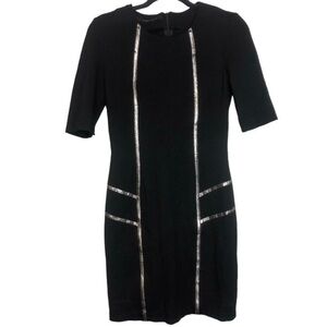 Tenax Italian Made Sheath Dress with Leather Trim, size 6